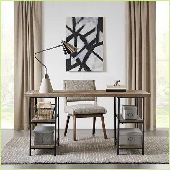 Desks, Industrial 60W Writing Desk with Storage | Reclaimed Grey | Engineered Wood