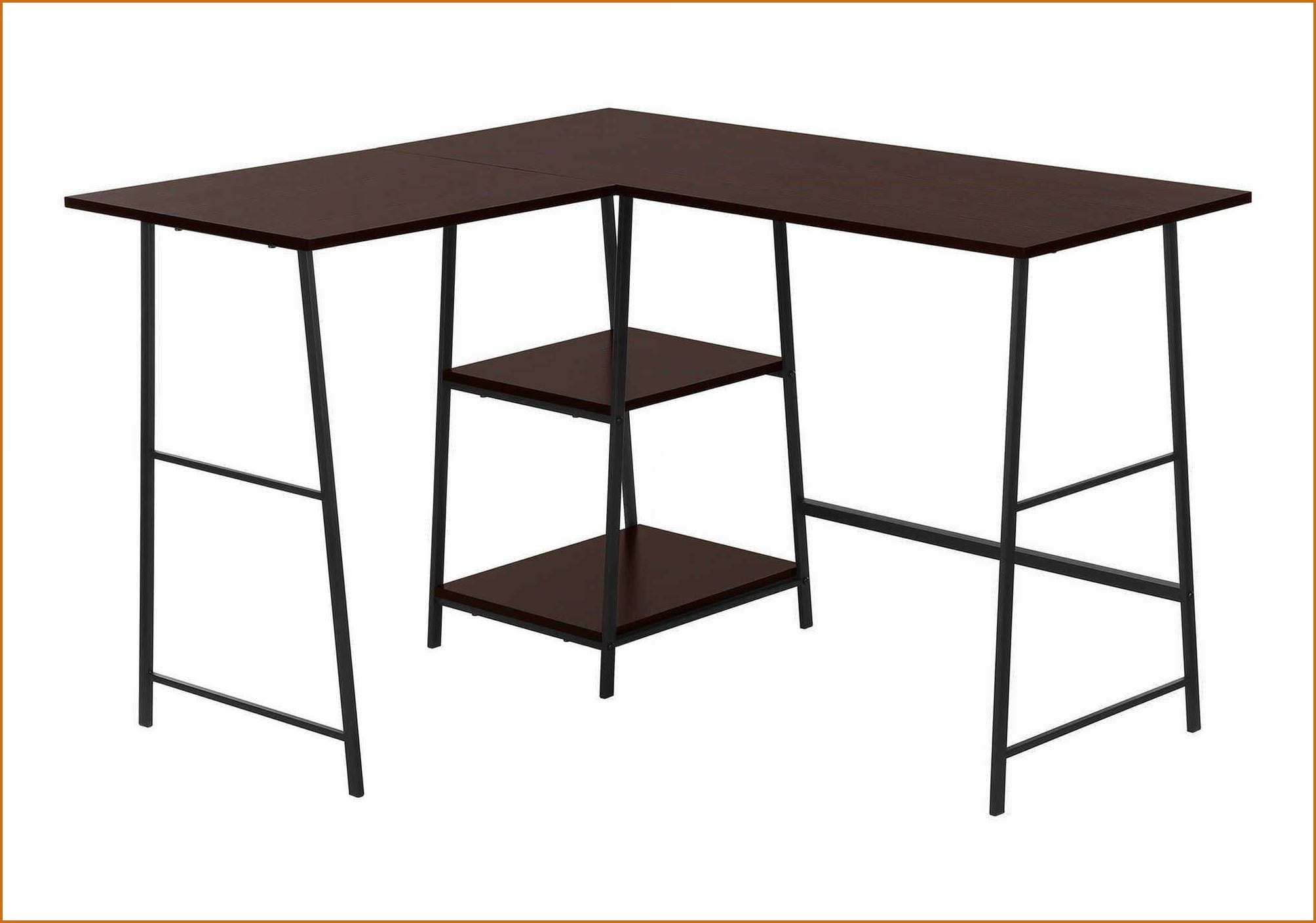 Desks, Industrial Computer Desk, 48"L L-Shape Corner Desk with Storage Shelves | Espresso Laminate | Metal