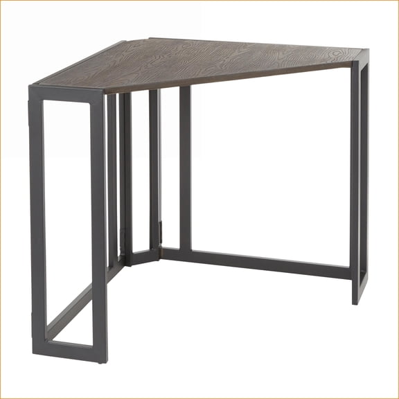 Desks, Industrial Corner Desk with Black Metal Frame & Espresso Bamboo Top | Espresso | Bamboo