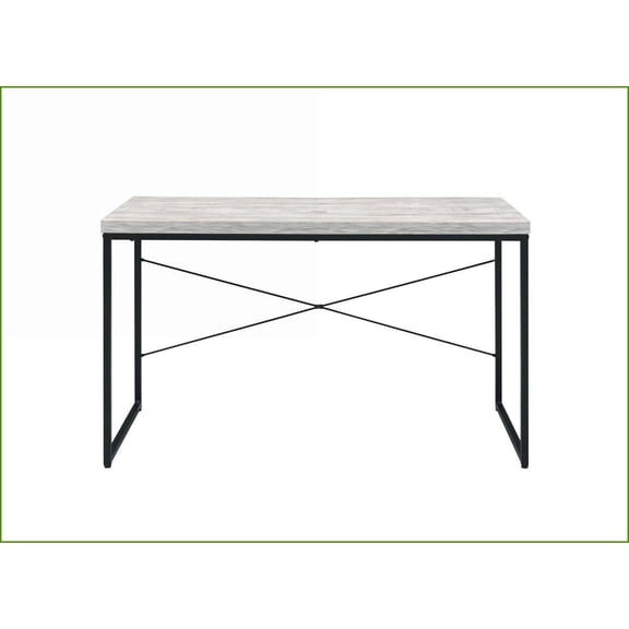 Desks Industrial Style Writing Desk, 47"W x 22"D x 28"H Wood Top Black Metal Frame | Antique White, Metal