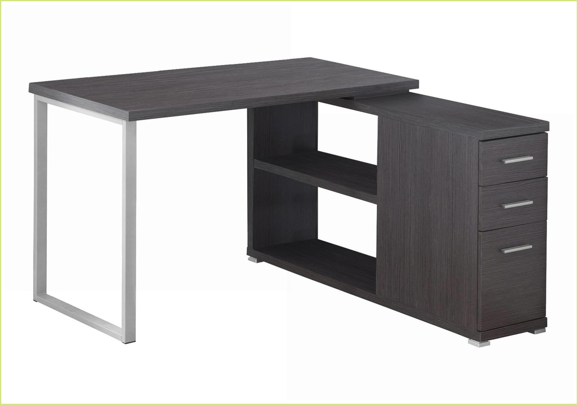 Desks, L-Shape Home Office Computer Desk with Left/Right Setup, Storage Drawers, Grey Laminate Metal, Modern | Grey | Particle Board
