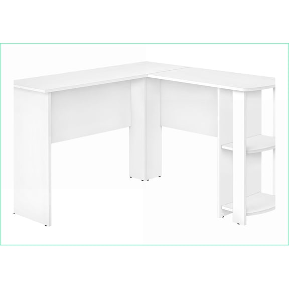 Desks, L-Shaped Home Office Desk with Storage, 47''x47'', Contemporary White Laminate | Particle Board