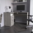 thumbnail image 1 of Desks L-Shaped with Keyboard Shelf, Modern Light Gray | Particle Board, 1 of 7