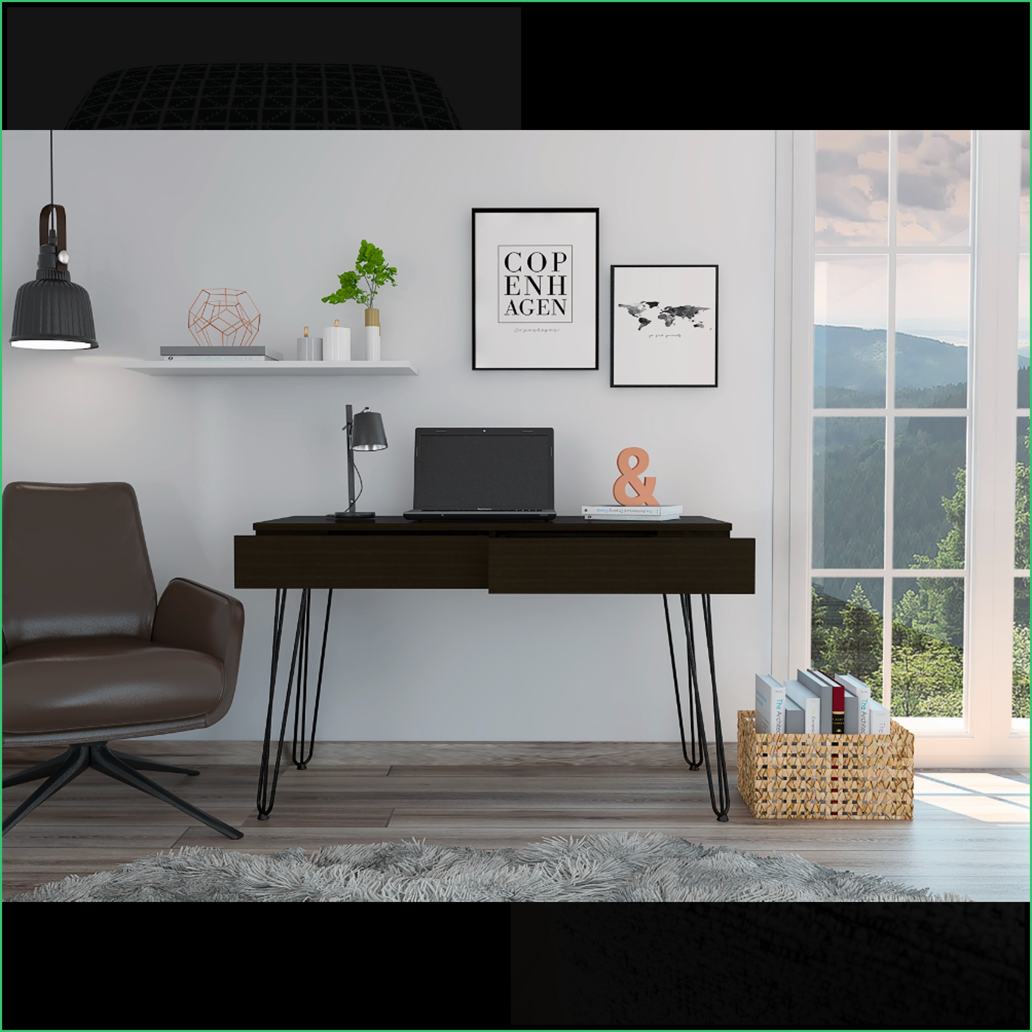 Desks | Modern 2-Drawer Computer Desk with Hairpin Legs - 47.3” Wide ...