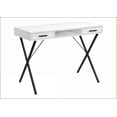 thumbnail image 1 of Desks, Modern 42” Computer Desk with Storage Drawers & Open Shelf, White Laminate & Black Metal, Left/Right Setup | White | Particle Board, 1 of 6