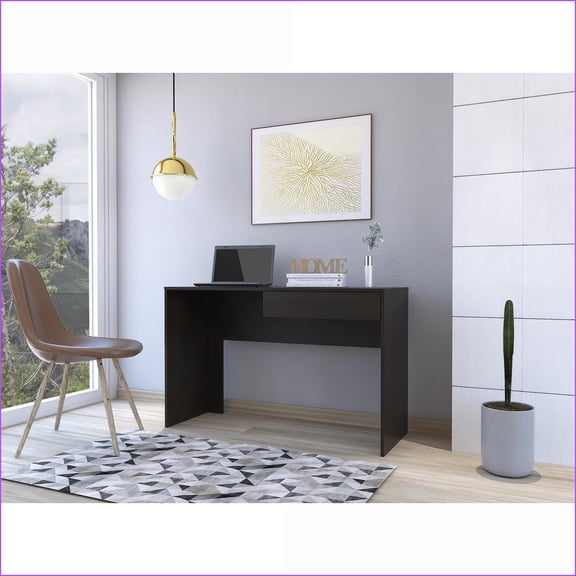Desks, Modern 47.3-Inch Computer Desk with Drawer | Black | Particle Board
