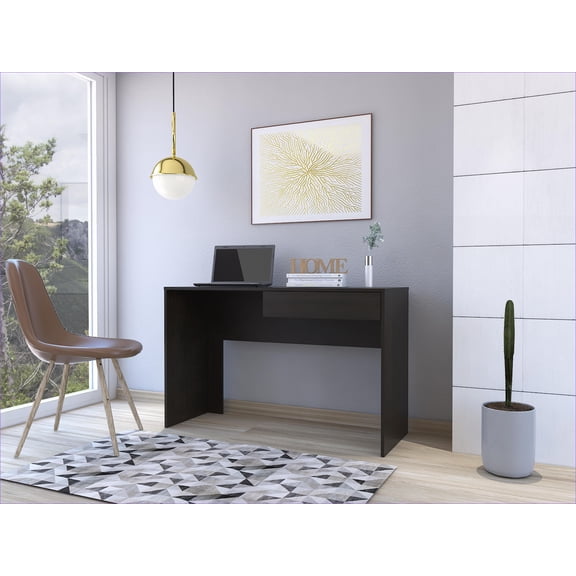 Desks, Modern 47.3-Inch Wide Computer Desk with 1 Drawer, Black | Particle Board