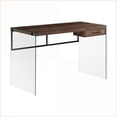 thumbnail image 1 of Desks, Modern 48" Computer Desk with Storage Drawer, Clear Tempered Glass Top | Brown | Particle Board, 1 of 5