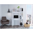 thumbnail image 1 of Desks, Modern 7-Shelf Writing Desk with Built-In Bookcase, 38.7” Wide | White | Particle Board, 1 of 7