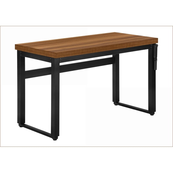 Desks, Modern Adjustable Standing Computer Desk 48" L Walnut Laminate Top Black Metal Frame | Walnut | Particle Board