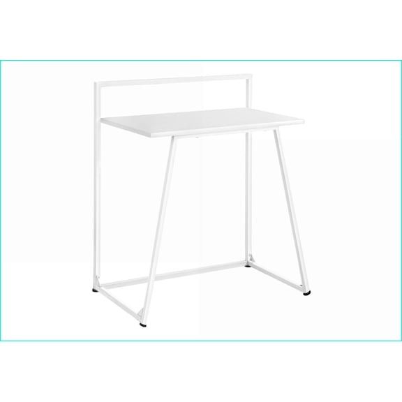 Desks, Modern Compact Home Office Laptop Desk, 29.5"L, White Laminate Top, White Metal Base | White | MDF
