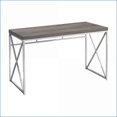 thumbnail image 1 of Desks, Modern Contemporary Computer Desk – Brown Laminate Top, Chrome Metal X-Base, 47”L x24”W x30”H | Taupe Surface | Particle Board, 1 of 5