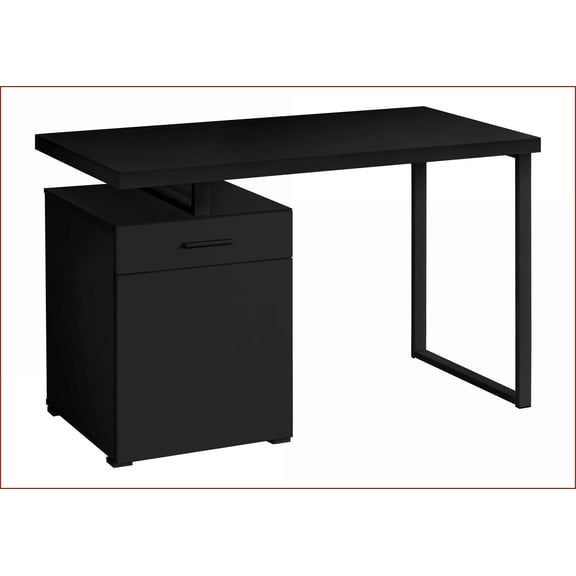 Desks, Modern Home Office Computer Desk with Left/Right Storage & Drawer, 48 L Black Laminate Black Metal | Particle Board | Black