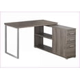 thumbnail image 1 of Desks, L-Shaped Home Office Desk - Left/Right Setup, Storage Drawers, Modern Brown Laminate/Grey Metal | Taupe | Particle Board, 1 of 6