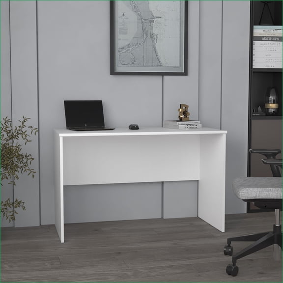 Desks | Modern Minimalist 47.2'' Wide Study Computer Table – Spacious Workspace for Home Office Bedroom | White | Particle Board