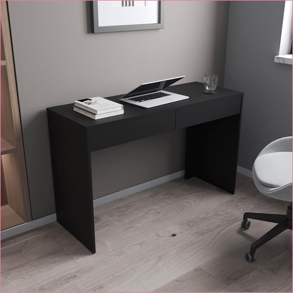 Desks, Modern 2-Drawer Computer Desk, Wengue Finish, 29.5"H x 47.3"W x 17.7"D | Particle Board | Versatile