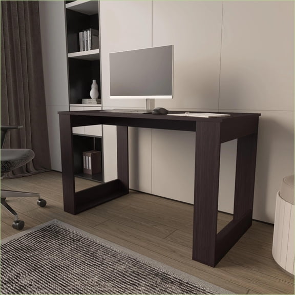 Desks, Modern Wengue Computer Desk with Ample Work Surface | Particle Board