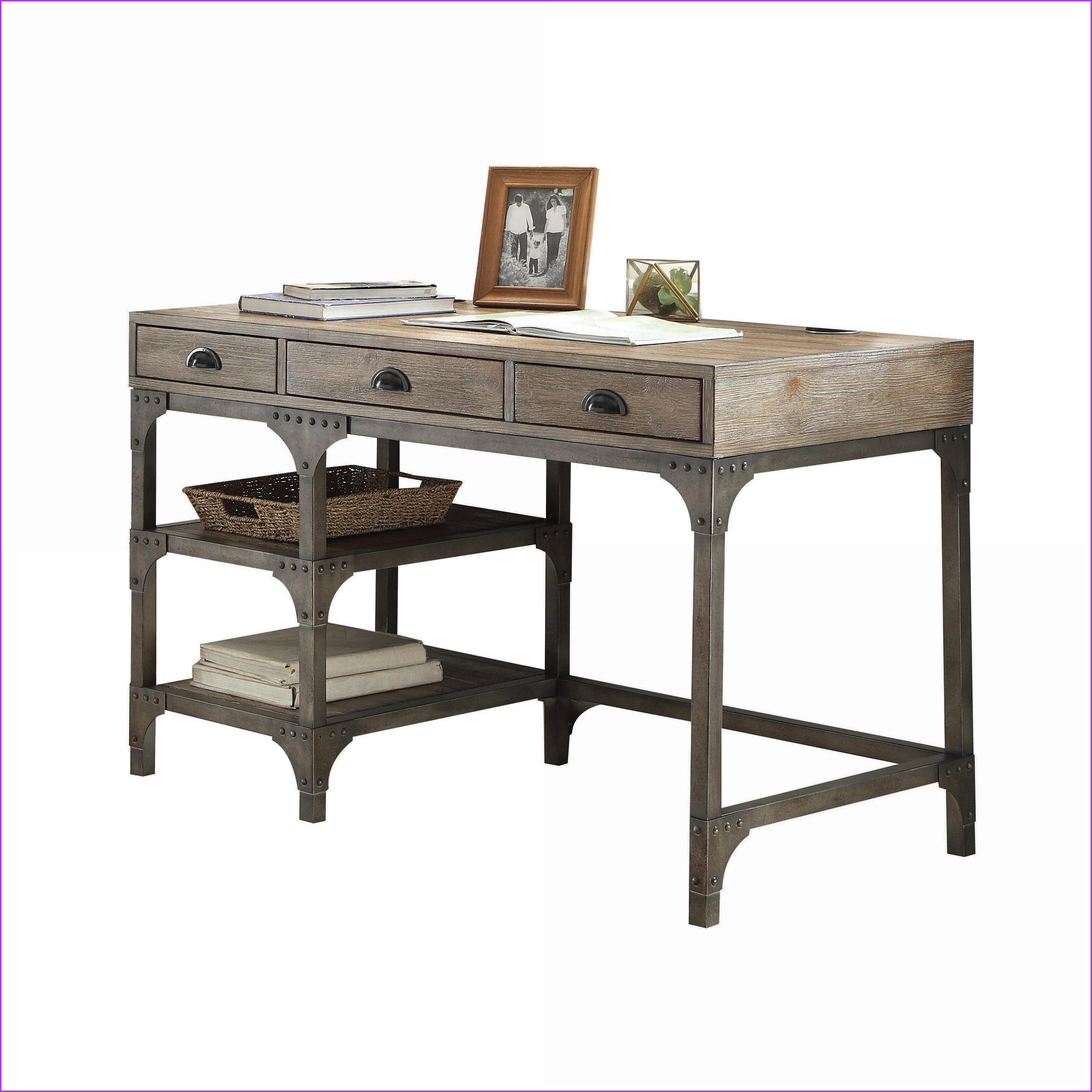 Desks, Rustic Industrial Weathered Oak with 3 Drawers & 2 Shelves ...