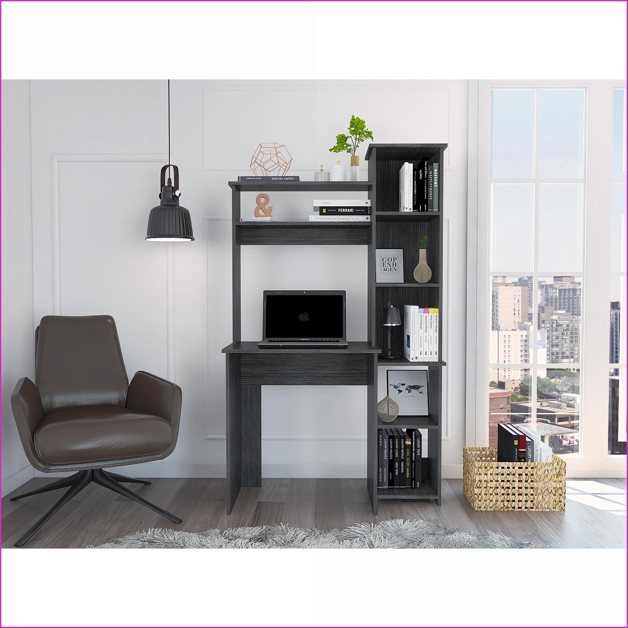 Desks - Writing Desk with Hutch 2 Shelves & 5 Cubby Side Bookcase ...