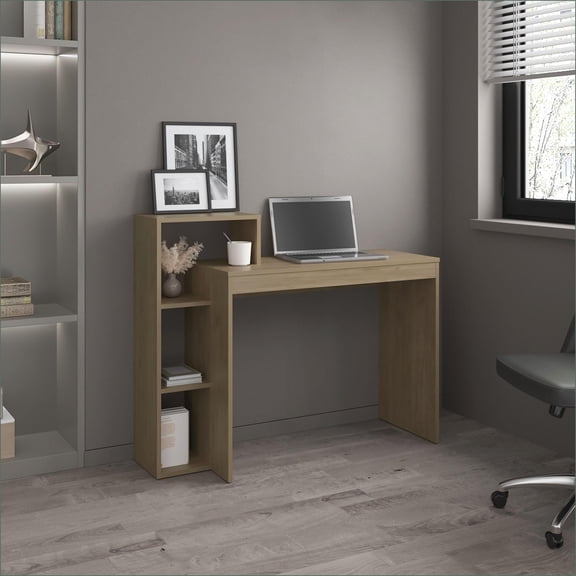 Desks for Home Office, 3-Shelf Light Pine Computer Desk | Engineered Wood