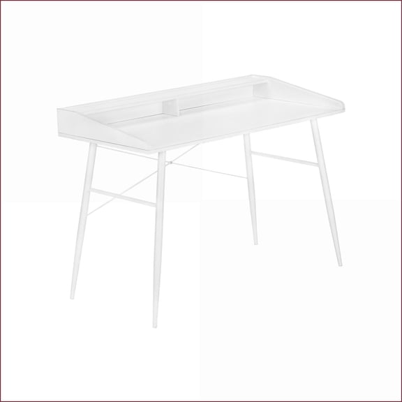 Desks for Home Office, 47.25L Modern Computer Desk with Storage Hutch & Cubbies, Laminate & Metal | White | Particle Board