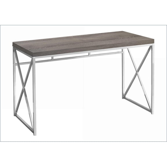 Desks for Home Office, 47x24x30 Inch Modern Contemporary Computer Desk with Chrome Metal Base | Taupe | Particle Board