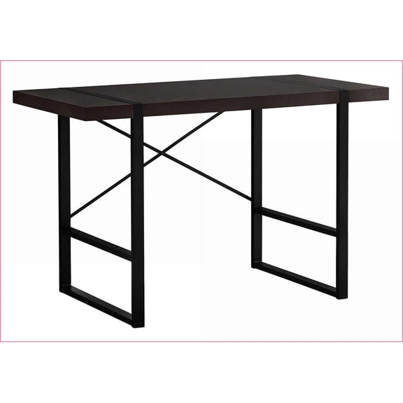Desks for Home Office, 49L Industrial Computer Desk Brown Laminate Top, Black Metal Legs | Espresso | Particle Board