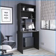 thumbnail image 1 of Desks for Home Office, Compact Computer Hutch with 5 Shelves | 29.6” Wide | Black | Particle Board, 1 of 9