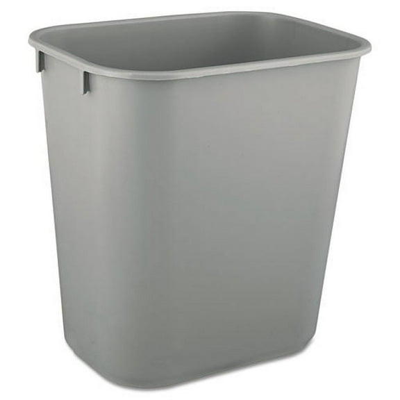 Deskside Plastic Office Wastebasket, Rectangular, 3.5 gal, Gray | Bundle of 5 Each