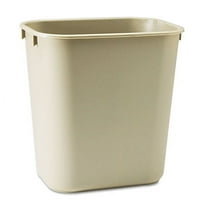 Deskside Plastic Wastebasket, Rectangular, 3.5 Gal, Beige | Bundle of 5 Each