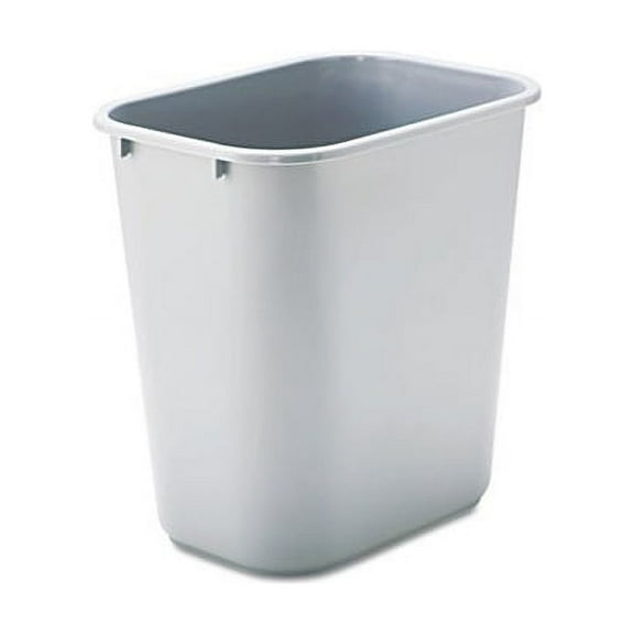 Deskside Plastic Wastebasket Rectangular, 7 gal, Gray