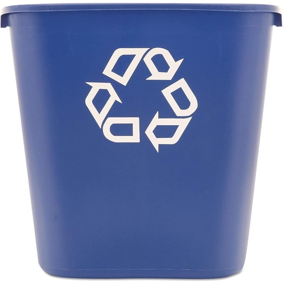 Deskside Recycling Container, 28-1/8 Qt, Blue, Open Top - 1/Each