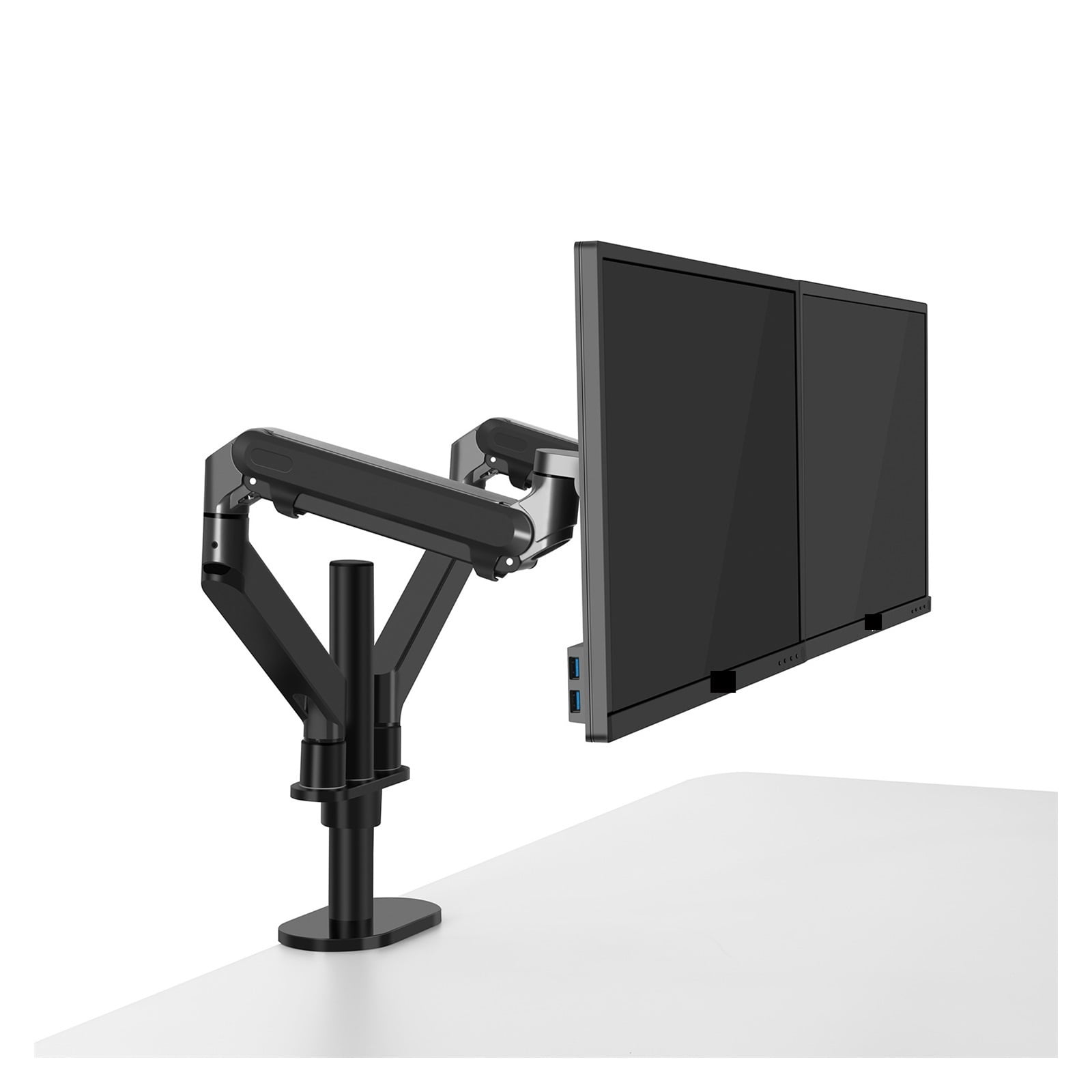 Desktop 17-32 Inch Dual Monitor Mount Arm Full Motion Aluminum Monitor Holder Gas Spring Arm Load 2-8kgs Each ,Easy Setup