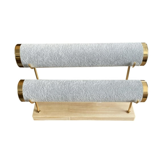 Desktop 2 Tier Bracelet Display Stand, Decorative Props Jewelry Display for Bangle Jewelry Store Countertop, Live Broadcasting Velvet Gray