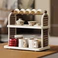 thumbnail image 1 of Desktop 2-Tier Cup Storage Rack,Coffee Mug Holder Shelf,Removable Solid Wood Crossbar,Coffee Mug Display Shelf,Multi-layer Tableware and Bowl Storage Rack for Kitchen Office Countertops, 1 of 7