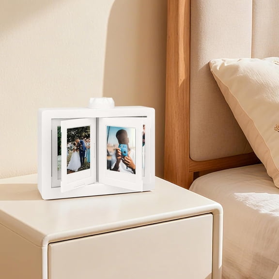 Desktop 2x3 Rotating Picture Frame For 24 Photos,Instax Mini Polaroid Display With Protective Sleeves And Stickers No Assembly Gift