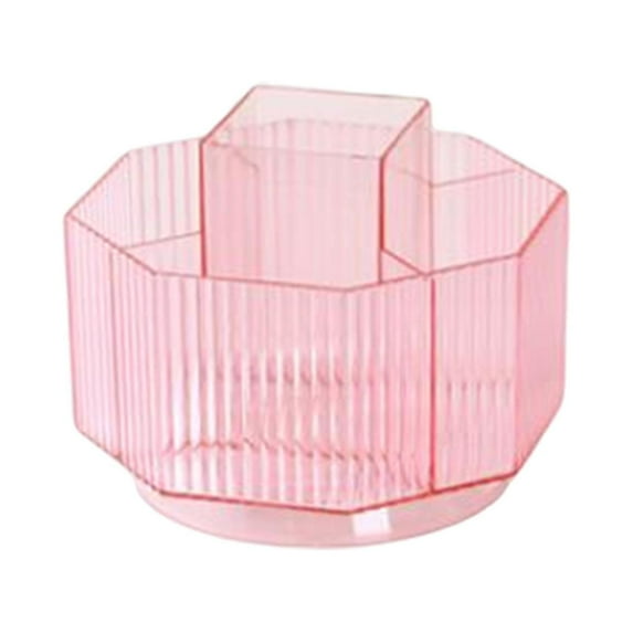 Desktop 360 degree Rotating Cosmetic Storage Box Makeup Holder for Vanity Bathroom Pink