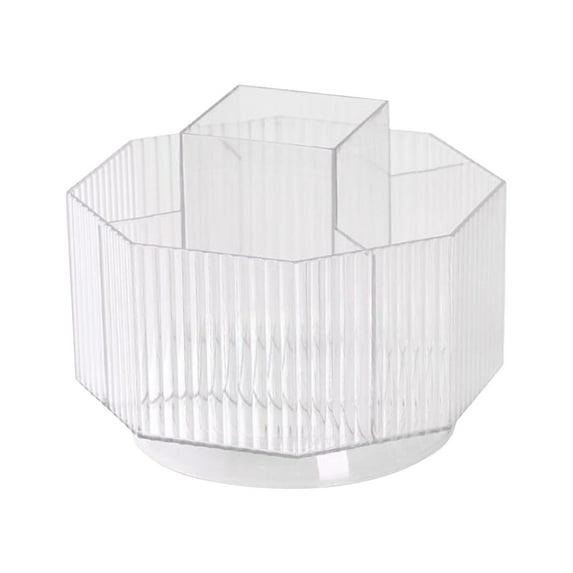 Desktop 360 degree Rotating Cosmetic Storage Box Makeup Holder for Vanity Bathroom Transparent