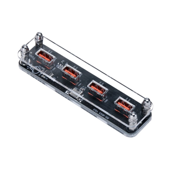 Desktop 4-Port USB Hub With Type-C Power Delivery 5V, 1-to-4, Transparent Base, No Simultaneous Input, for Laptops