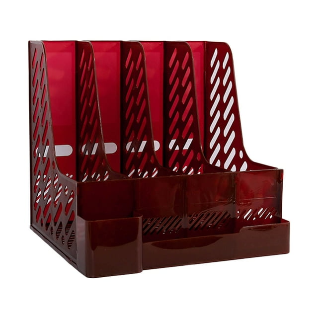 Desktop 4-grid File Folder Vertical File Magazine Organizer with Pen ...