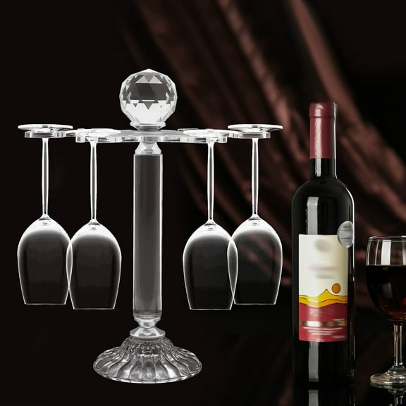 Desktop 6 Goblets Clear Rotate Stemware Rack, Elegant Crystal Glass Wine Glass Storage Holder