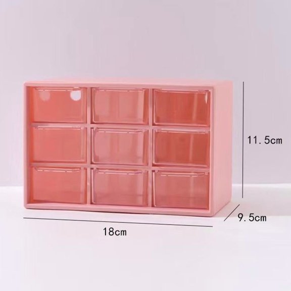 Desktop 9 Grid Storage Boxes Organizer Transparent Small Drawer Partitioned Student Desk Wall-mounted Sundries Storage Box Cute