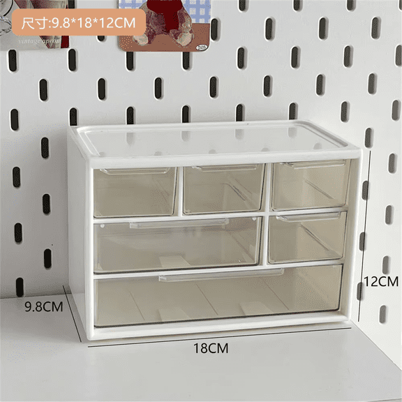 Desktop 9 Grid Storage Boxes Organizer Transparent Small Drawer Partitioned Student Desk Wall-mounted Sundries Storage Box Cute