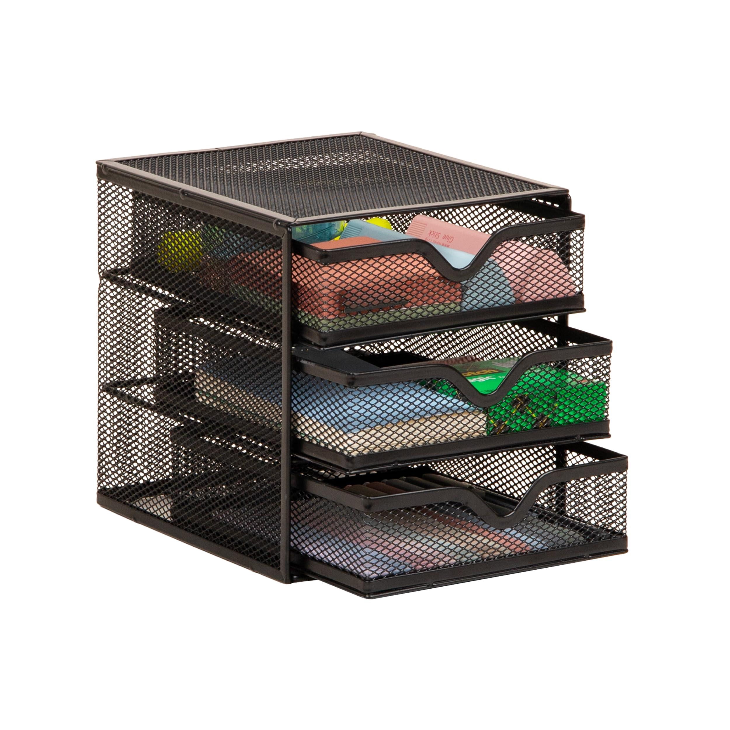 Desktop Accessory Storage  Desk Supplies Organizer Office Metal Mesh 6.25" L X 6.5" W H Black