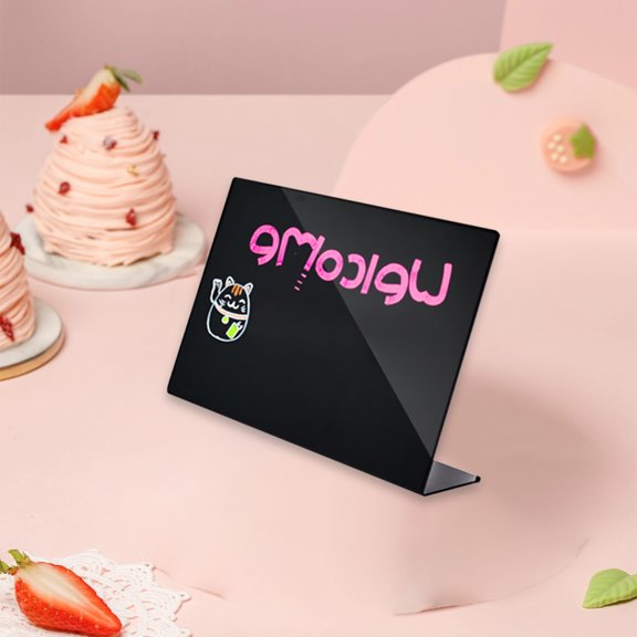 Desktop Acrylic Erasable Blackboard – Small Sign Board for Product Prices, Advertising, Menu Display, with Marker, Stand Included