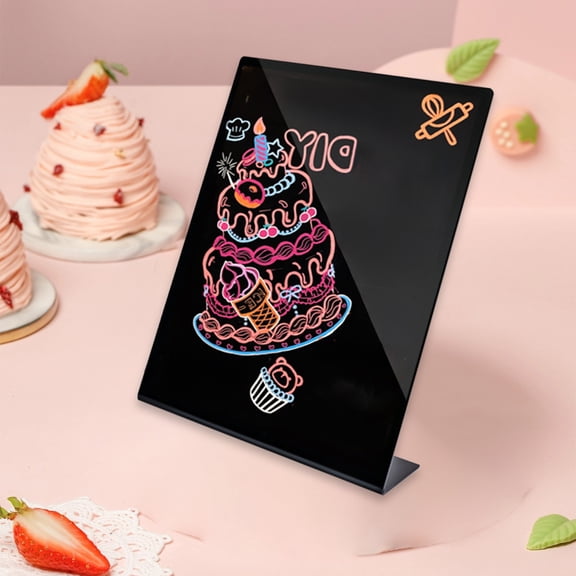 Desktop Acrylic Erasable Blackboard – Small Sign Board for Product Prices, Advertising, Menu Display, with Marker, Stand Included