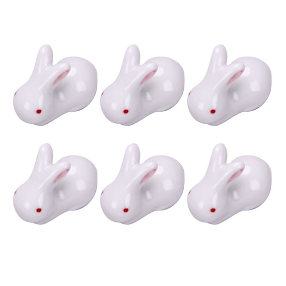 UEETEK 6Pcs Creative White Rabbit Shape Chopsticks Storage Holders for Desktop Adornments