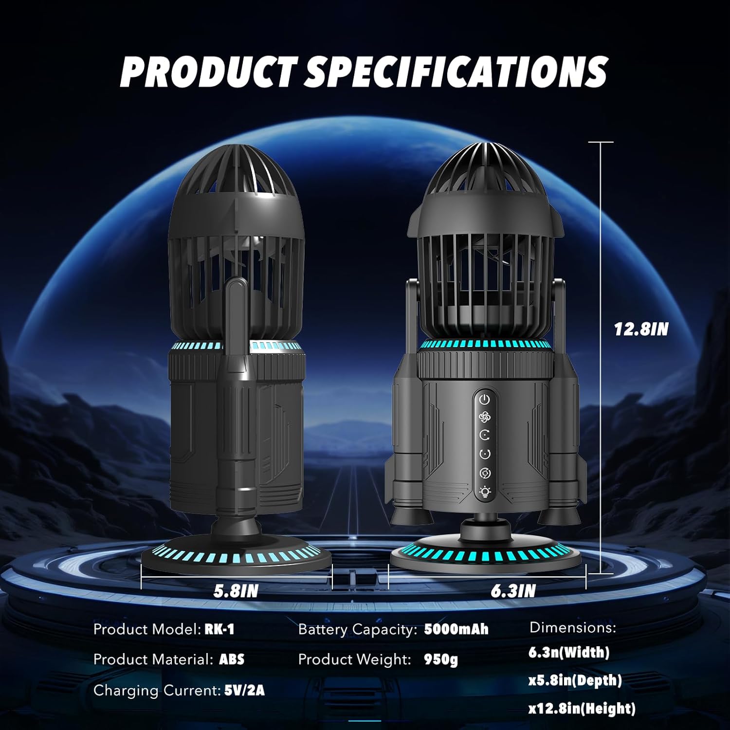 Circular Computer Fans Desktop Air Circulator Fan with 110 ° Vertical & 135 ° Horizontal Auto ...