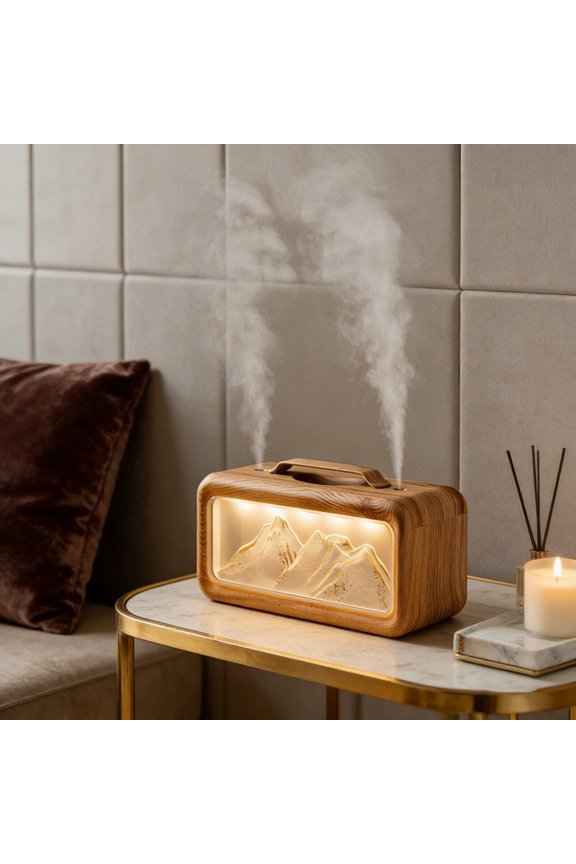 Desktop Air Humidifier, Large Capacity Double Spray Ultrasonic Humidifier with Night Light and Aromatherapy for Bedroom Home Office Relaxation Use