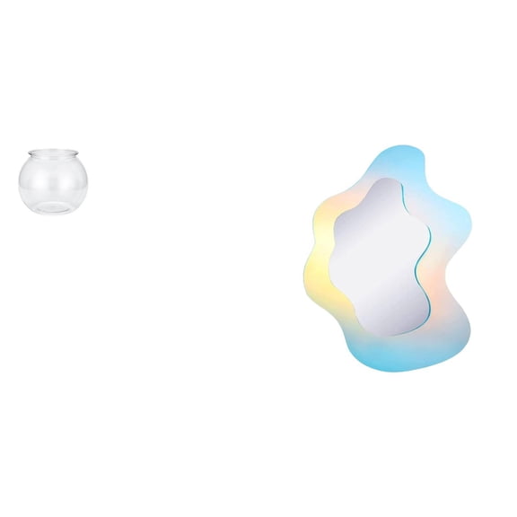 Desktop Aquarium Mirror Vase Wavy Acrylic Transparent Design for Office Home Wall Decor